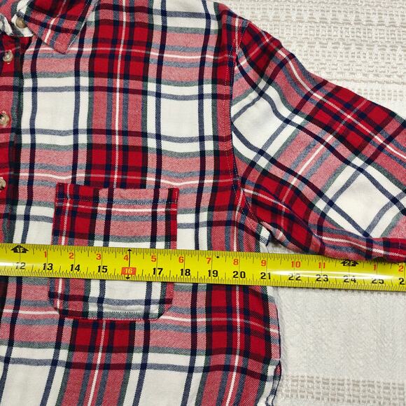 Garage Red Plaid Cropped Flannel Shirt Size M used soft viscose - Picture 3 of 7